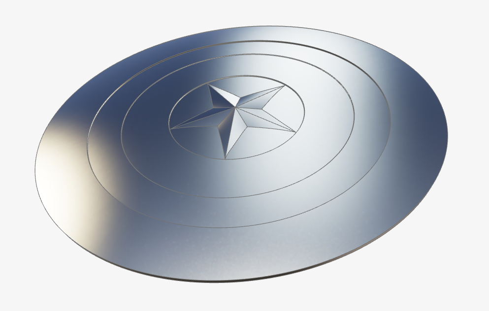 CAD render of the shield, modeled from scratch